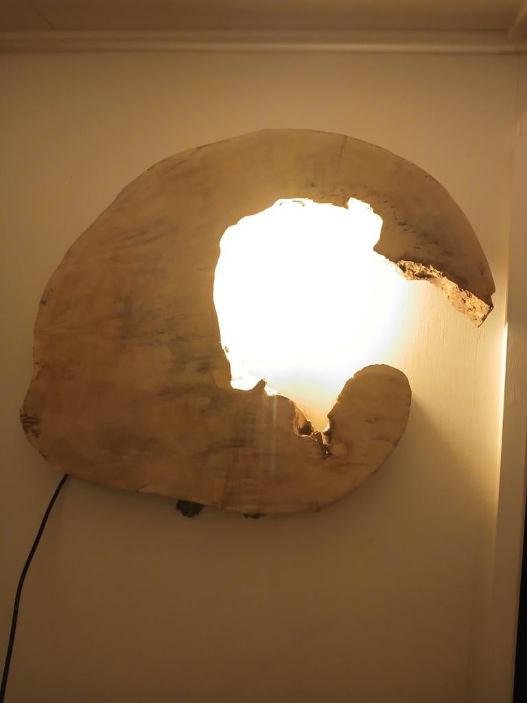 Landelijke boomstam schijf wandlamp, Ophalen of Verzenden, Nieuw, Hout, Stoer sober robuust landelijk boomstam