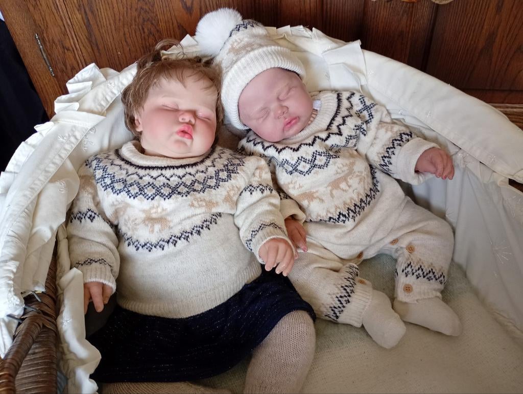 Tweeling Reborn Pickle, Verzamelen, Poppen, Ophalen of Verzenden, Zo goed als nieuw, Babypop, Levensecht of Reborn