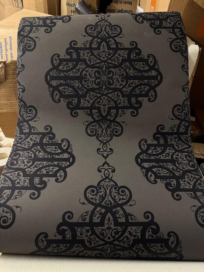 Groot Barok Medaillon Behang 785418 – Luxe Klassiek, Ophalen of Verzenden, Minder dan 10 m², Grijs