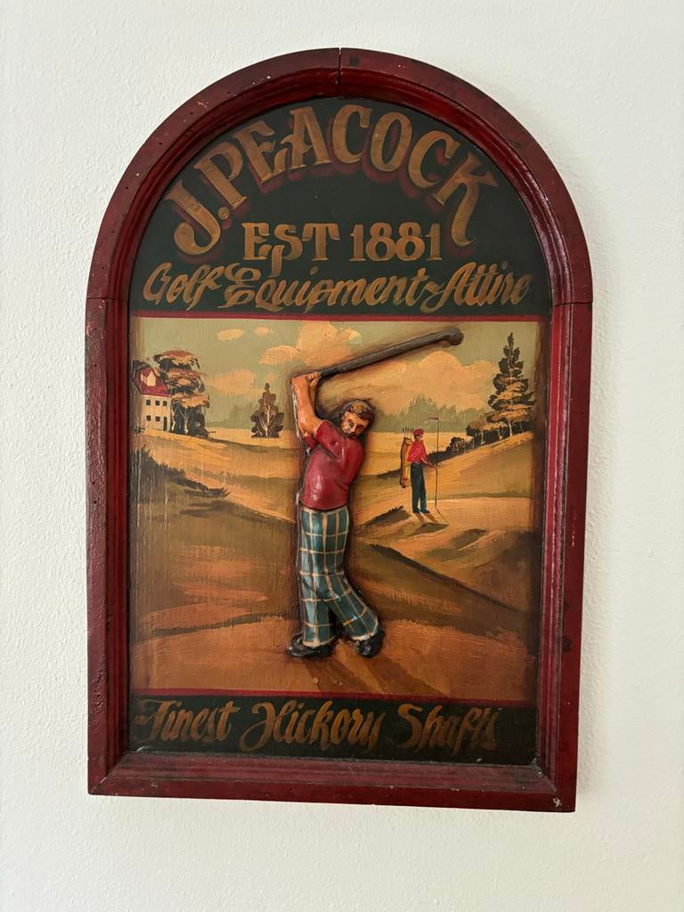 Vintage Wandbord Golfer, Ophalen