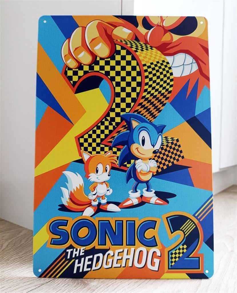 SONIC THE HEDGEHOG 2 SEGA METALEN Wandbord Poster, Avontuur en Actie, Verzenden, 1 speler, Nieuw