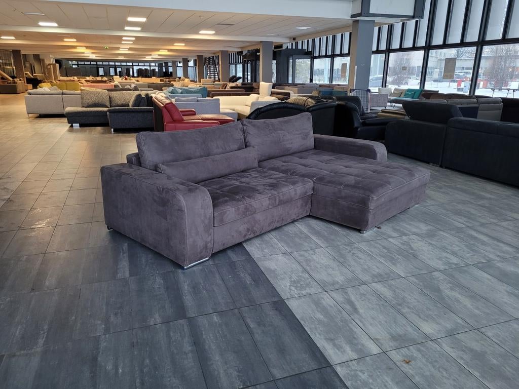 ❇️️ OUTLET suede hoekbank slaapfunctie 295x185 | BEZORGEN, 250 tot 300 cm, 125 tot 150 cm, Info@onbekend.nl, Hoekbank