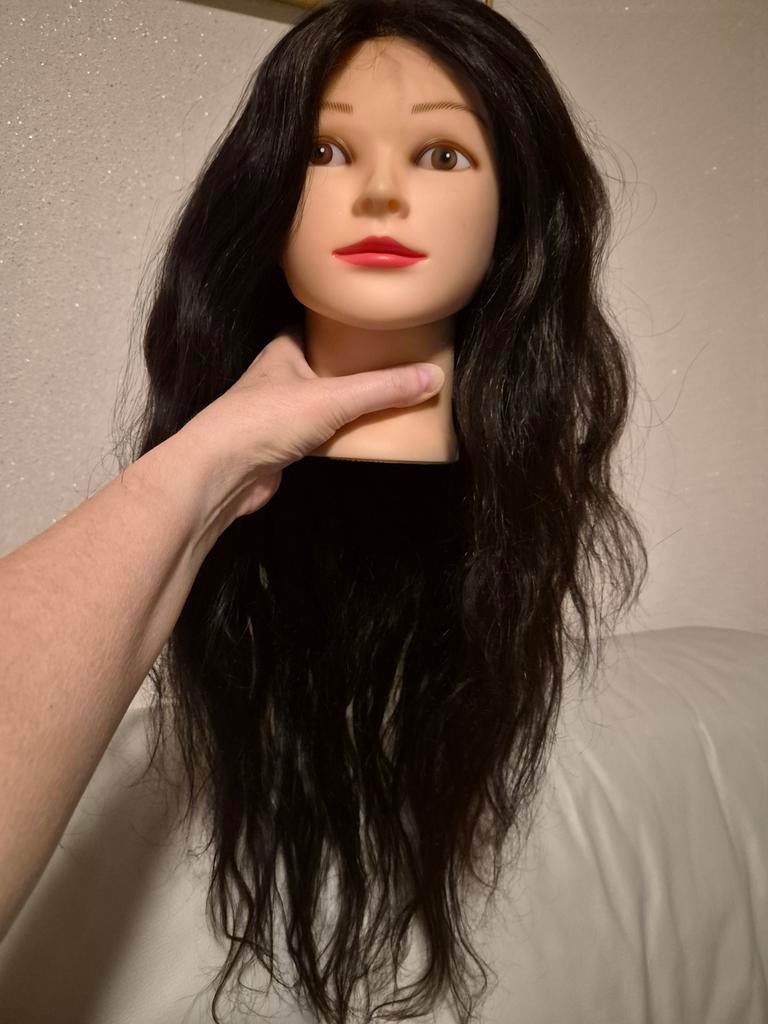 Haarwerk lang en vol zwart echt haar pruik lace wig, Verzenden, Nieuw, Pruik of Haarverlenging