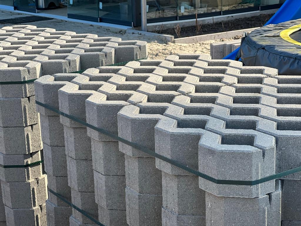 Grastegels 60x40 cm vlak of ribbel., Verzenden, Nieuw