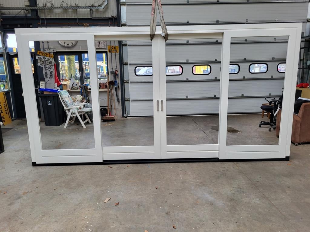 Hardhouten schuifpui nieuw zware uitvoe afm 450 cm br x 230, 225 cm of meer, Nieuw, Ophalen of Verzenden, Schuifpui