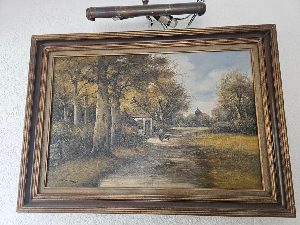 Oud Hollands Landschap Schilderij - Gesigneerd, Antiek en Kunst, Kunst | Schilderijen | Klassiek, Ophalen of Verzenden