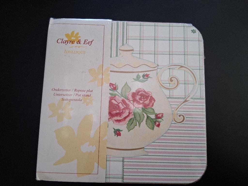 Brocante Clayre & Eef onderzetters *eureka*, Antiek en Kunst, Ophalen of Verzenden