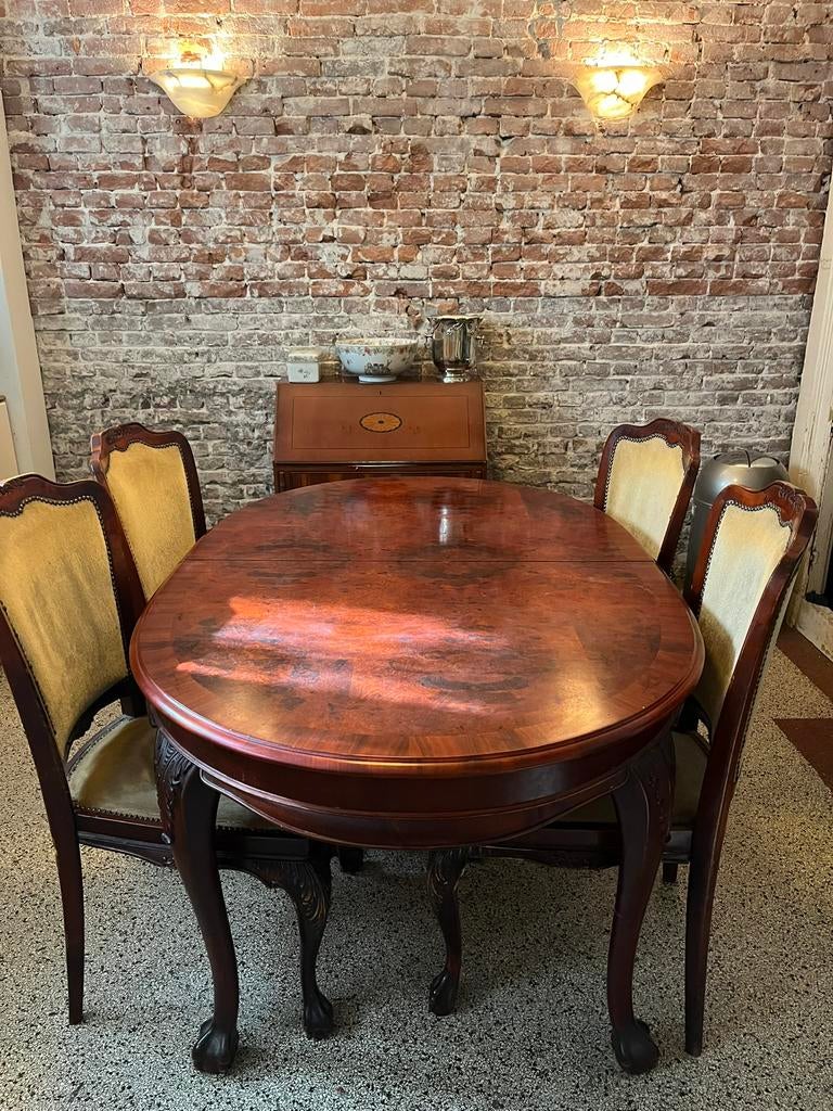 Klassieke ovale mahonie eetkamertafel (uitschuifbaar), Huis en Inrichting, Tafels | Salontafels, Gebruikt, 75 cm of meer, 100 tot 150 cm