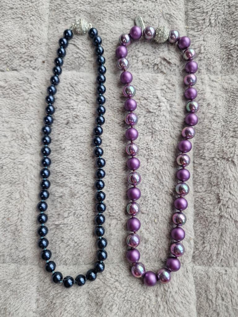 Glas parel kettingen met magneet slot, Ophalen of Verzenden, Nieuw, Blauw, Overige materialen