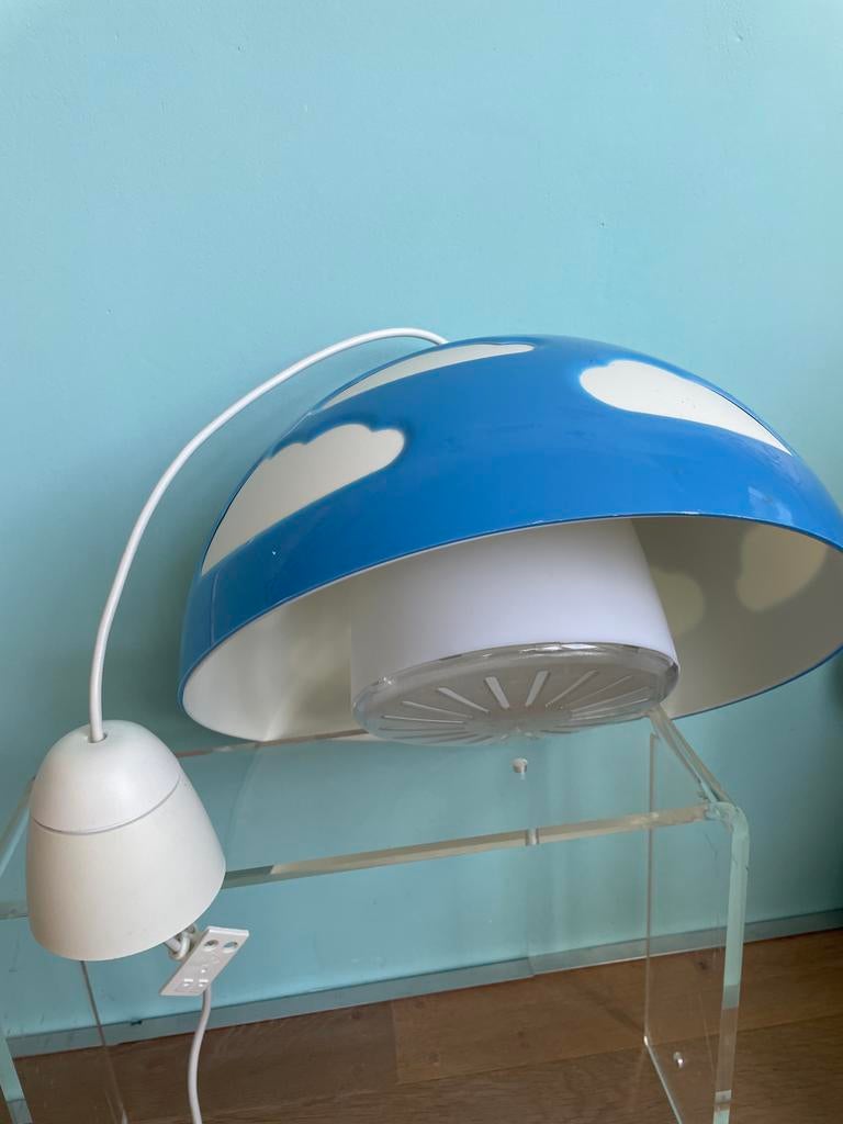 Vintage Ikea Skojig blauwe hanglamp met wolken compleet, Huis en Inrichting, Lampen | Hanglampen, Ophalen, Zo goed als nieuw, Kunststof