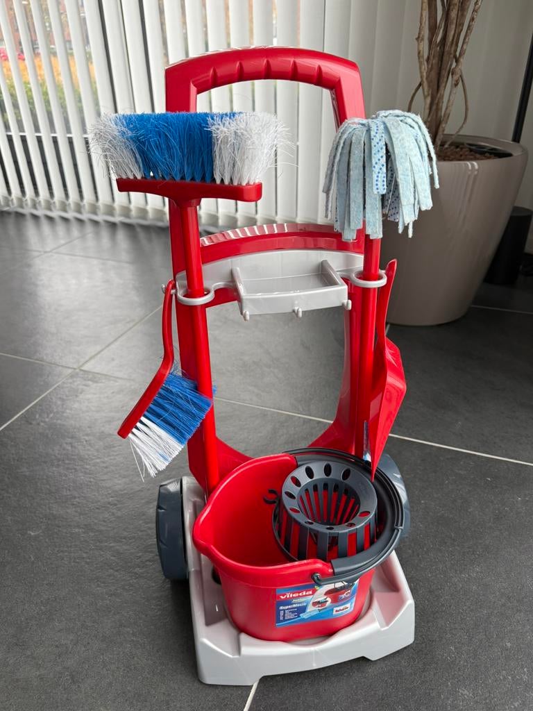 Schoonmaak set/trolley/kar Vileda/Klein - speelgoed - zgan, Ophalen of Verzenden, Zo goed als nieuw, Jongen of Meisje