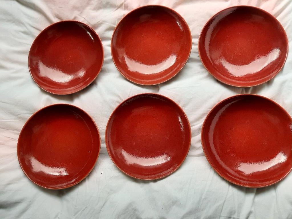 Montgolfier 6 stuks diepe keramiek (couscous) borden., Ophalen of Verzenden, Zo goed als nieuw, Bord(en), Effen