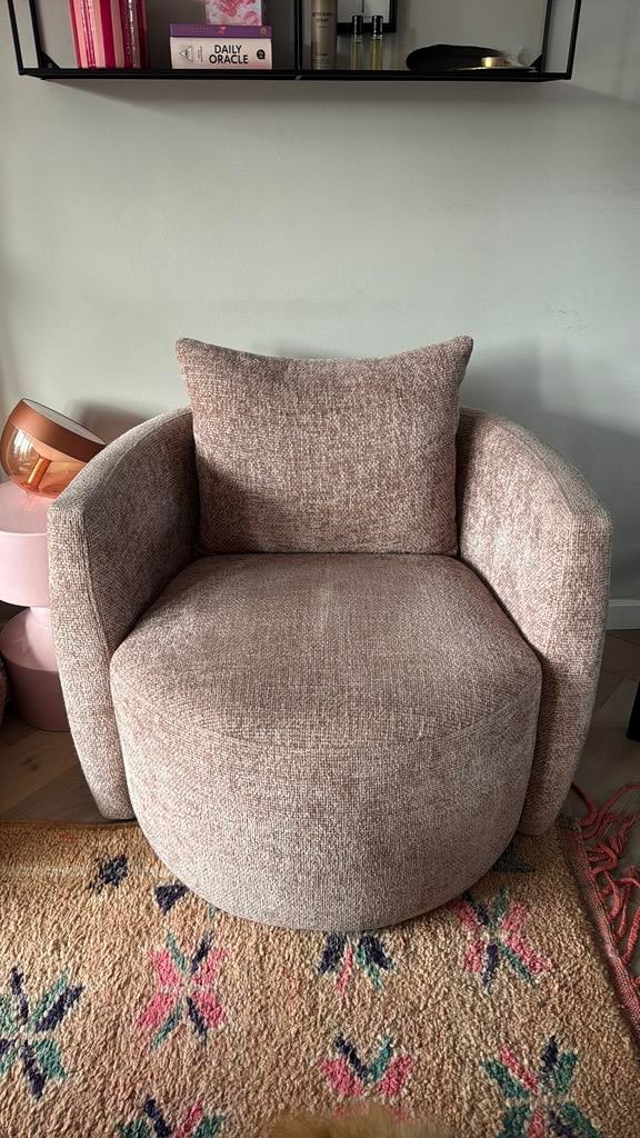 Fauteuil Ruby chenille stof roze, Ophalen, Eenpersoons, -, -