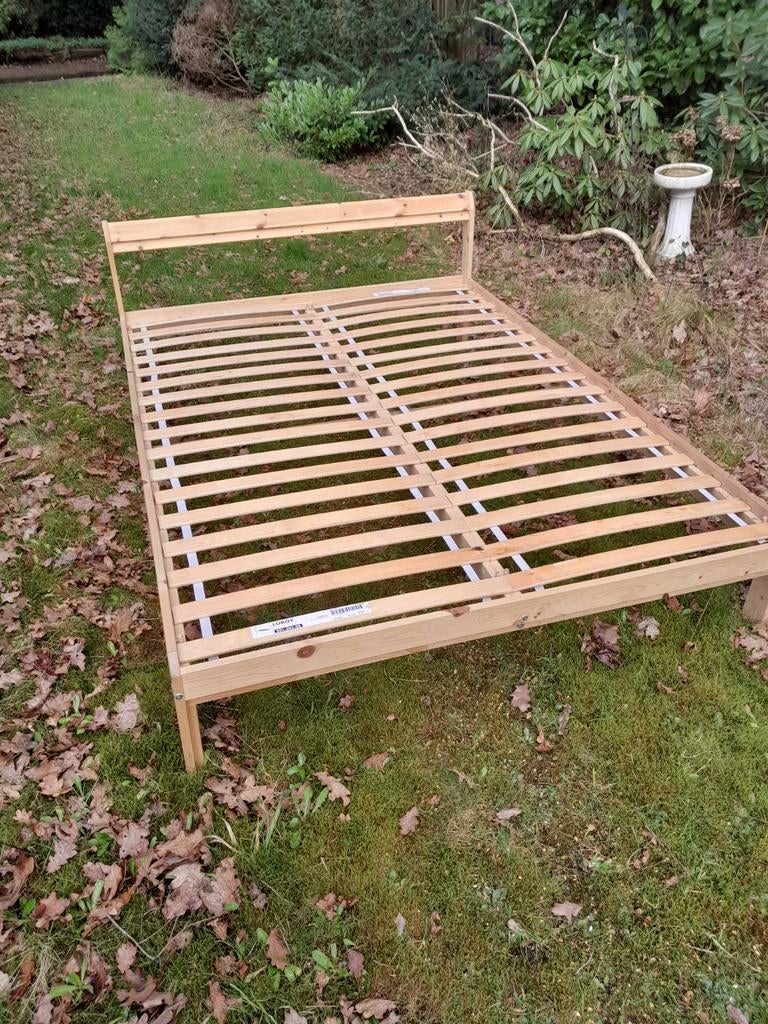 Ikea Neiden bed frame incl. Luröy lattenbodems 140x200 cm, Ophalen, Wit, Tweepersoons, 140 cm
