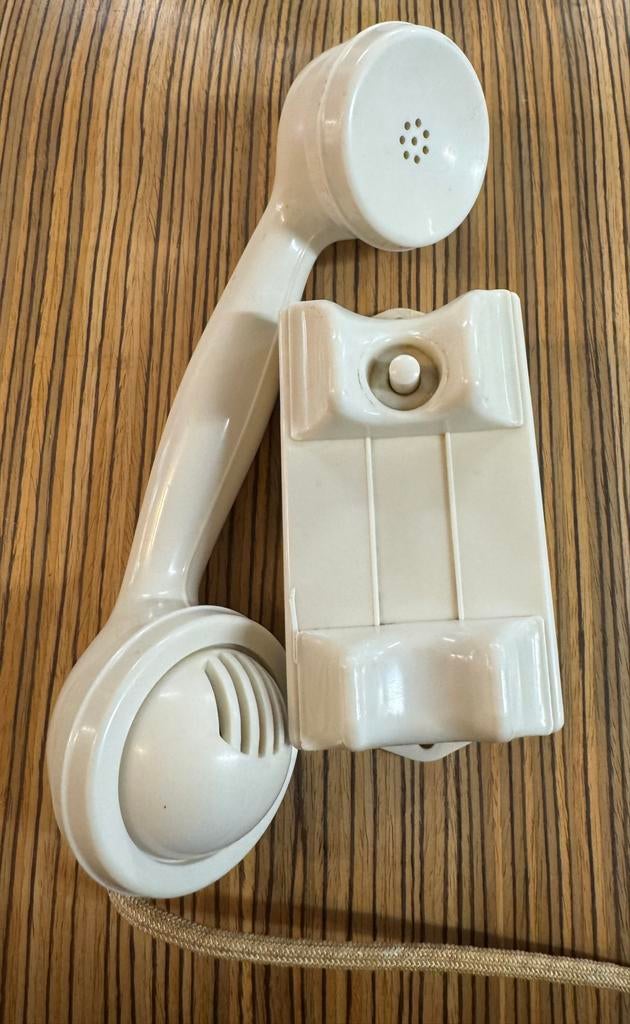 Vintage telefoonhoorn meeluisterhoorn wit bakeliet, Telecommunicatie, 1 handset, ., Ophalen of Verzenden, .