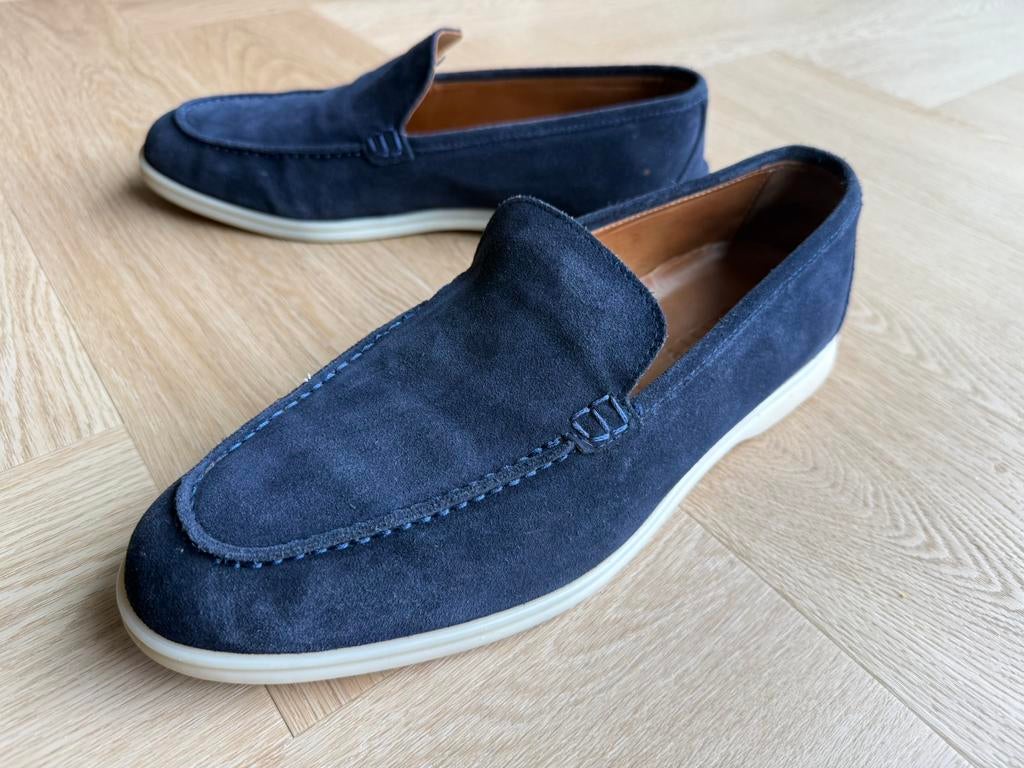 Society Shop loafers suede donkerblauw maat 45, Loafers, Zo goed als nieuw, Verzenden, Blauw