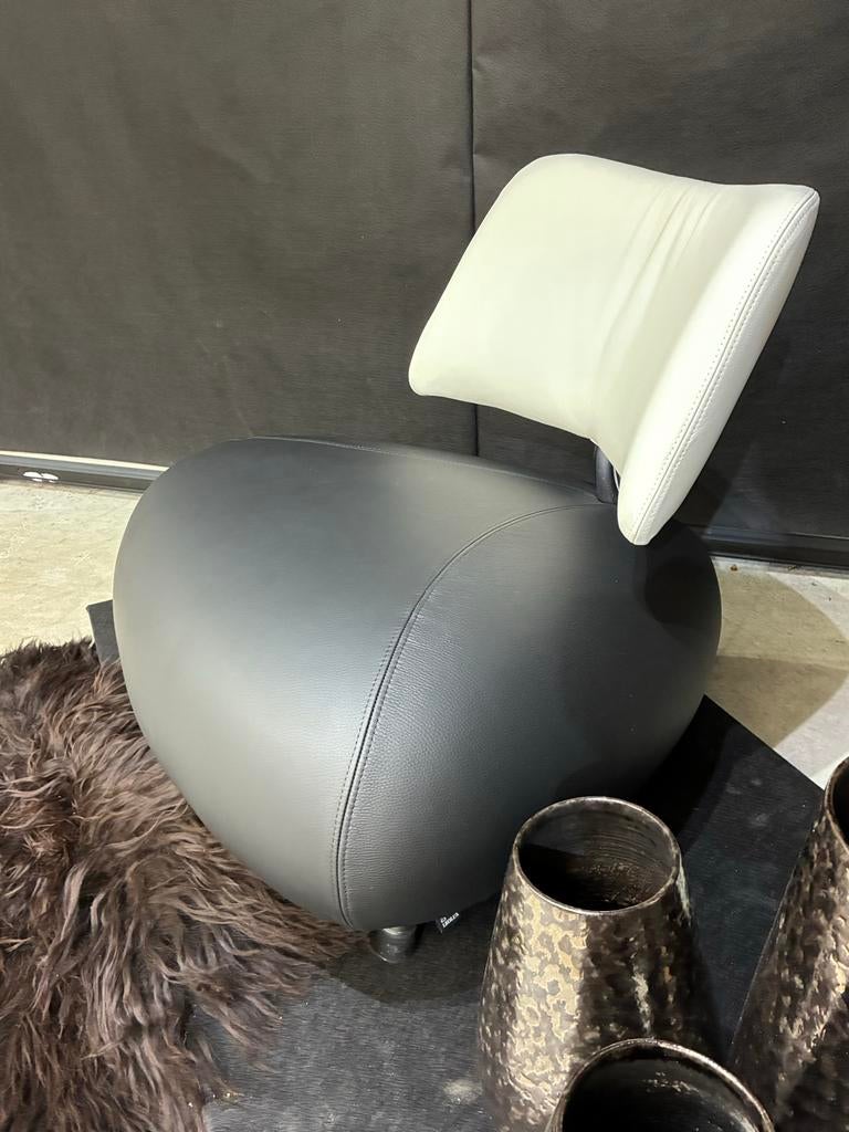 Design Pallone fauteuil zwart wit - Nieuw Leer, Ophalen, Leolux, ., Leer