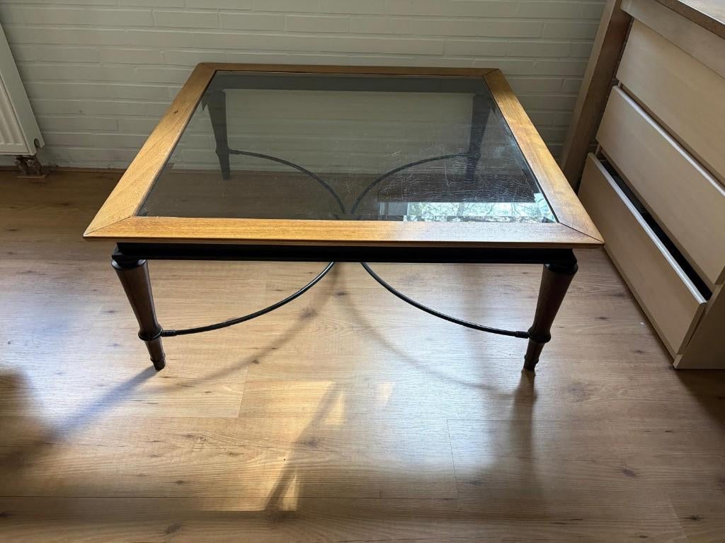 Zeer mooie vierkante salontafel merk Montel, Ophalen, Gebruikt, Vierkant, Minder dan 50 cm