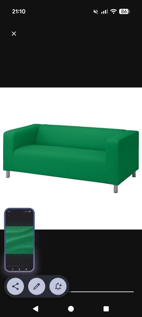 Groene Klippan hoes voor bank, Ophalen, 150 tot 200 cm, 75 tot 100 cm, Rechte bank