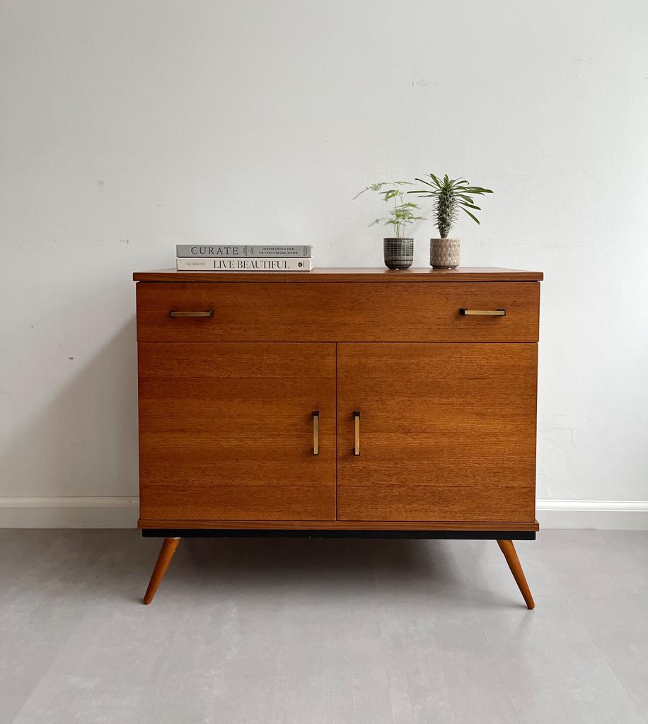 Vintage teakhouten ladekastje, jaren 60/Deens design, Huis en Inrichting, Ophalen, Gebruikt, 1 of 2 laden, 50 tot 100 cm