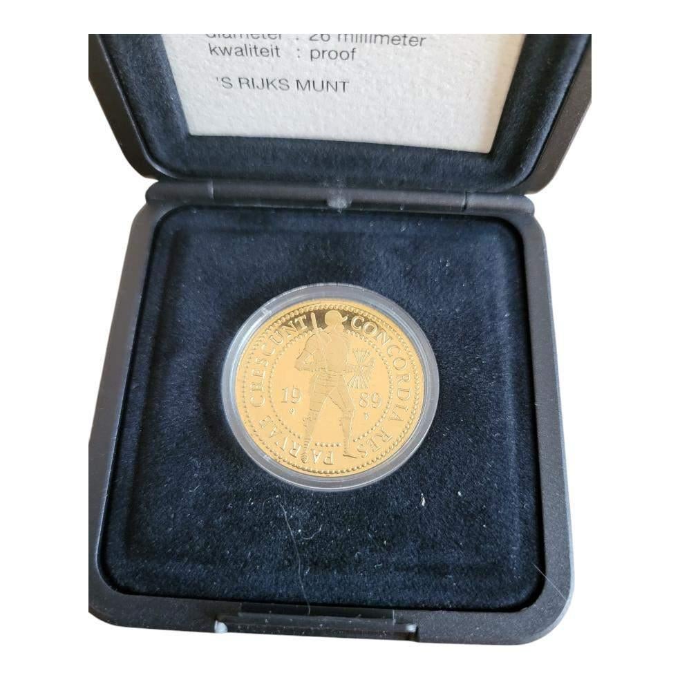 Nederland Gouden Dubbele Dukaat 1989 in cassette, Postzegels en Munten, Ophalen of Verzenden, Goud
