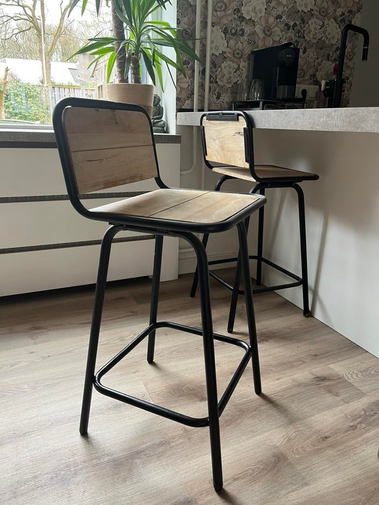 Set industriële barkrukken, Huis en Inrichting, Barkrukken, Ophalen, Gebruikt, Met voetsteun, 60 tot 90 cm