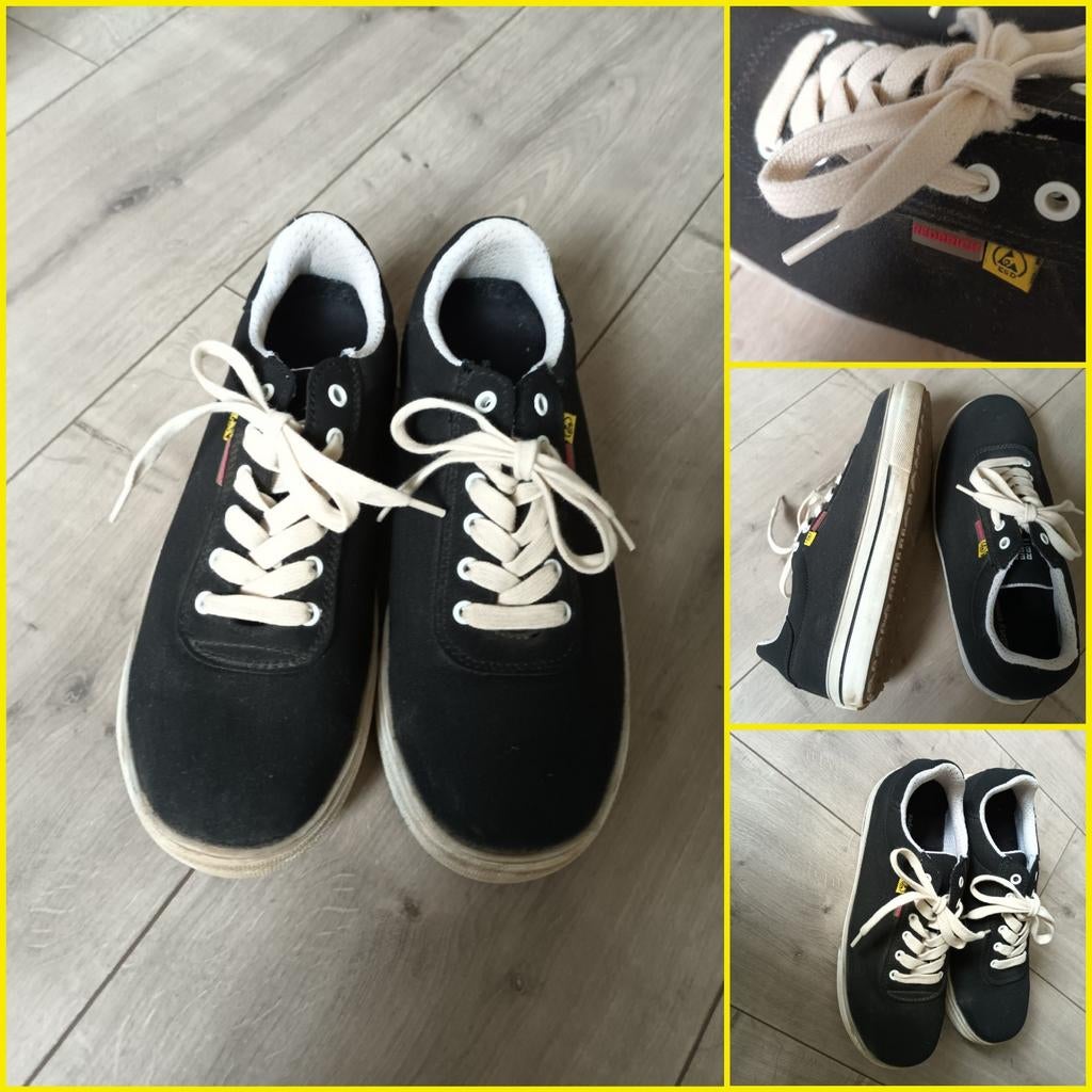 Zwarte Redbrick Safety Sneakers met witte veters 40, Zwart, Ophalen of Verzenden, Sneakers of Gympen, Gedragen