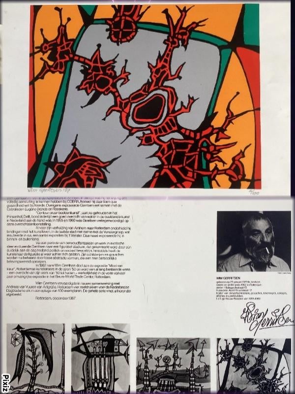 Zeefdruk Wim Gerritsen 61/100 transparante beschrijving 1987, Ophalen of Verzenden