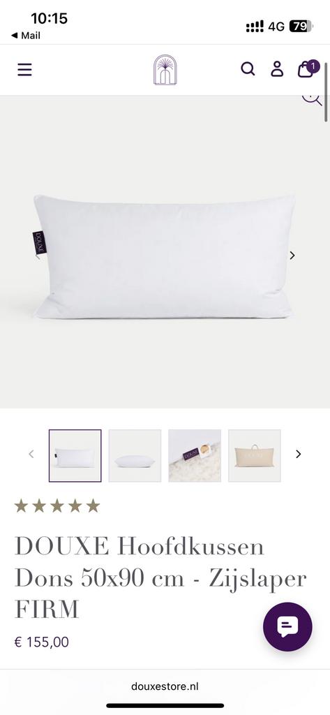 Douxe hoofdkussen dons, Huis en Inrichting, Slaapkamer | Beddengoed, Eenpersoons, Verzenden, Wit, Nieuw