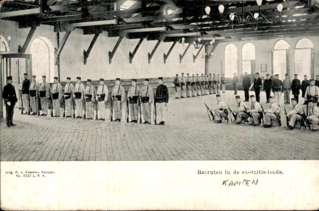 Kampen - Recruten - Exercitie-loods, Ophalen of Verzenden, Voor 1920, Gelopen, Overijssel