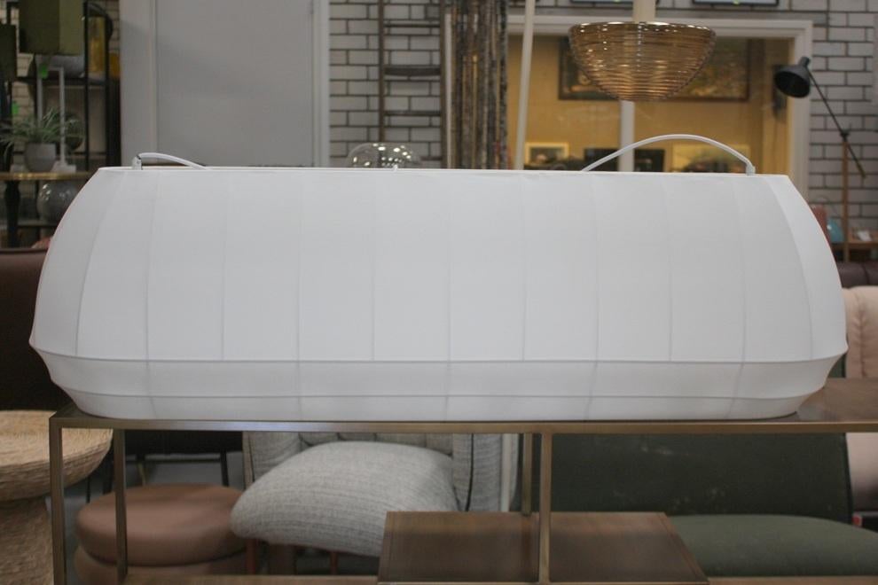 Prachtige lange hanglamp stof ovaal wit (Northern Stijl), Huis en Inrichting, Ophalen, Zo goed als nieuw, Stof, Minder dan 50 cm