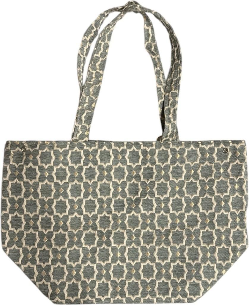 Handgemaakte Fluwelen XL  met Gouden Accenten  Grijs, Sieraden, Tassen en Uiterlijk, Tassen | Damestassen, Ophalen of Verzenden