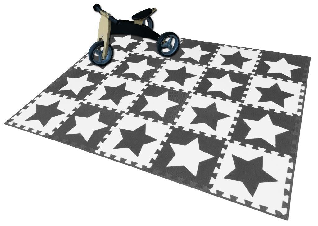 Sterren Foam Puzzel Speelmat-20 matten–Grijs/Wit–Met tas, Ophalen of Verzenden, 10 tot 50 stukjes, Nieuw, 6 maanden tot 2 jaar