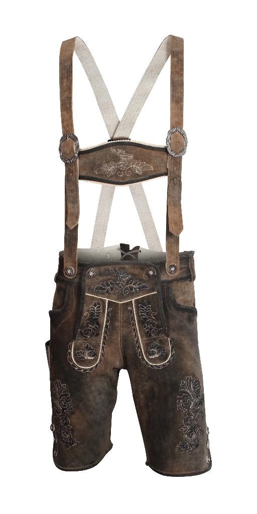 Lederhosen Man Oktoberfest Heren Trachten Mode Leer Bruin, AA Lederhosen, Carnaval, Maat 48/50 (M), Nieuw