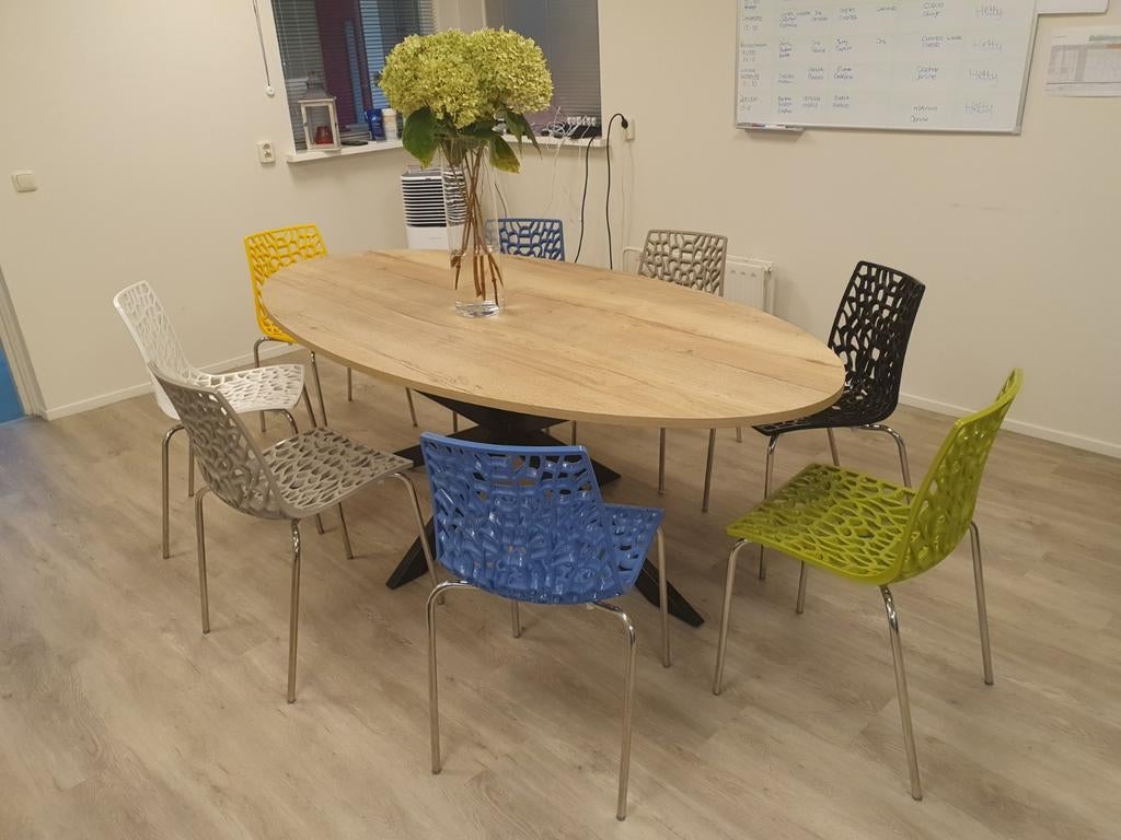 Nieuwe vergadertafel / eetkamertafel div maten en kleuren, 100 tot 150 cm, Rond, Ophalen of Verzenden, Zo goed als nieuw