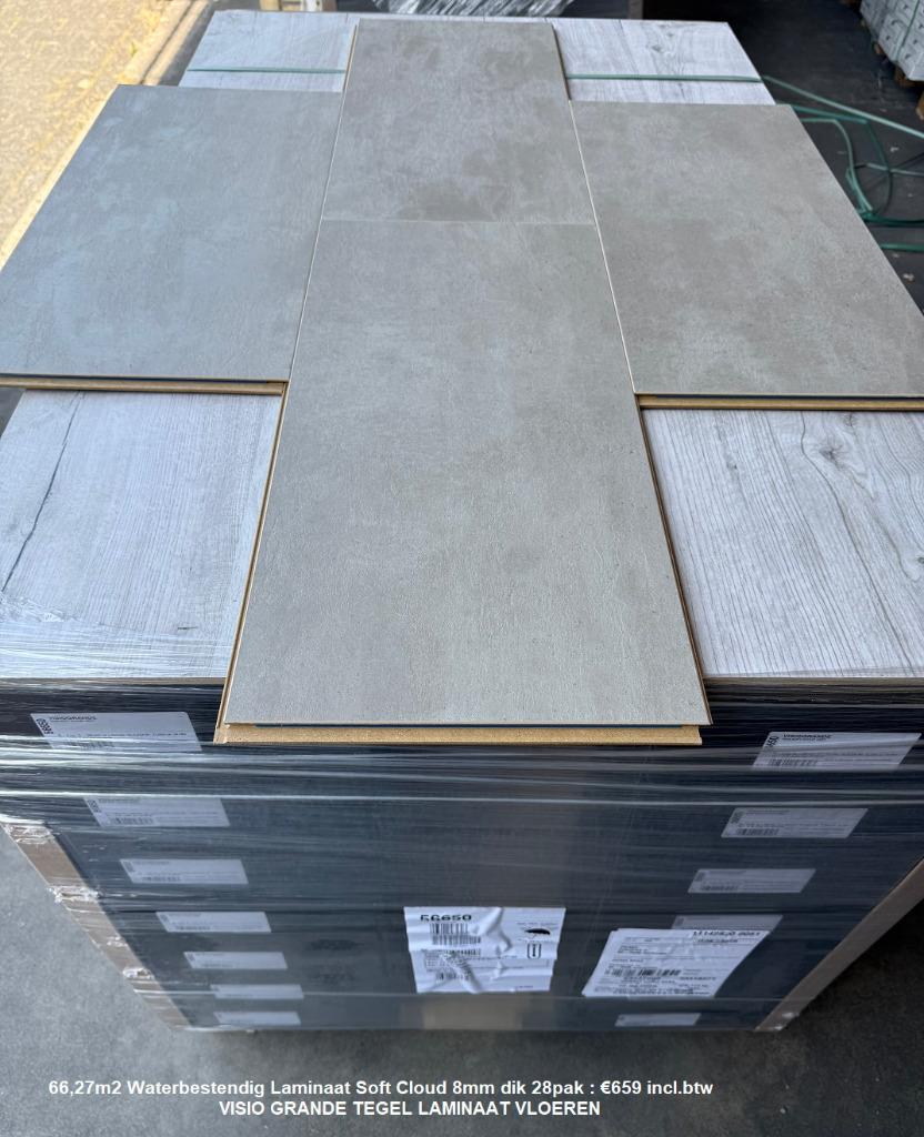 66,27m2 Waterbestendig Tegel Laminaat Soft Cloud 28pak: €659