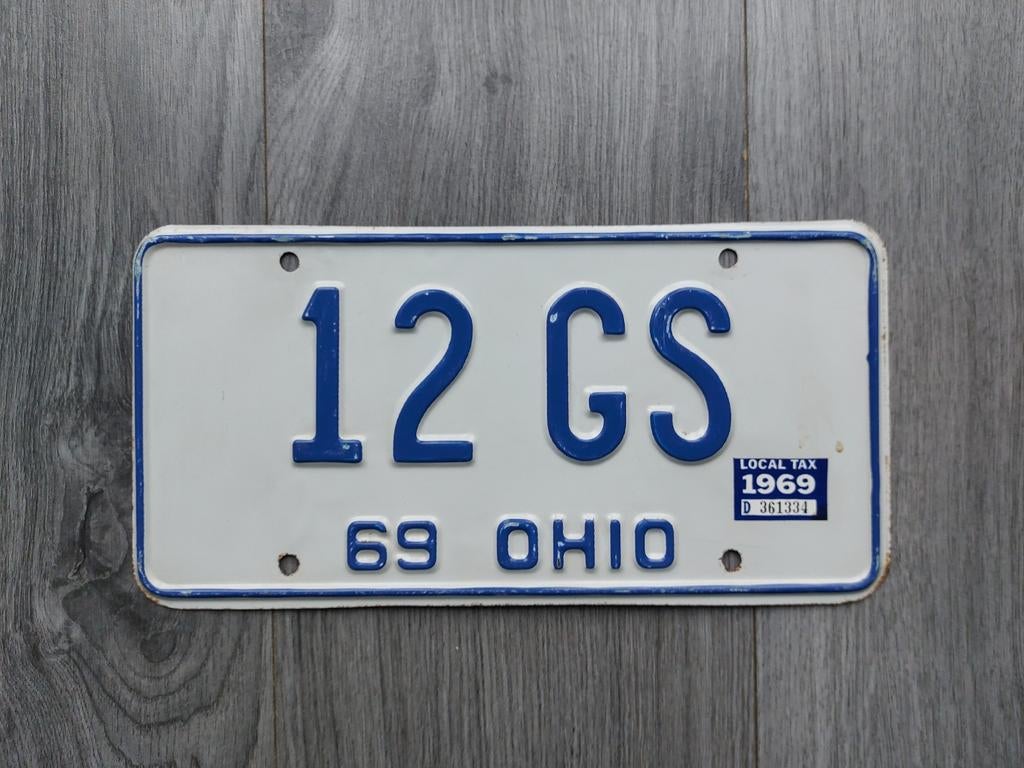 Kentekenplaat 1969 Ohio USA Nummerplaat Nummerbord, Verzamelen, Ophalen of Verzenden, Gebruikt, Auto's