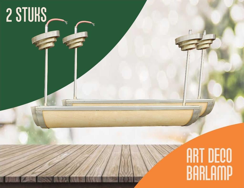 Art deco bar hanglampen - set van 2 - vintage, Ophalen, Gebruikt, Vintage, Glas