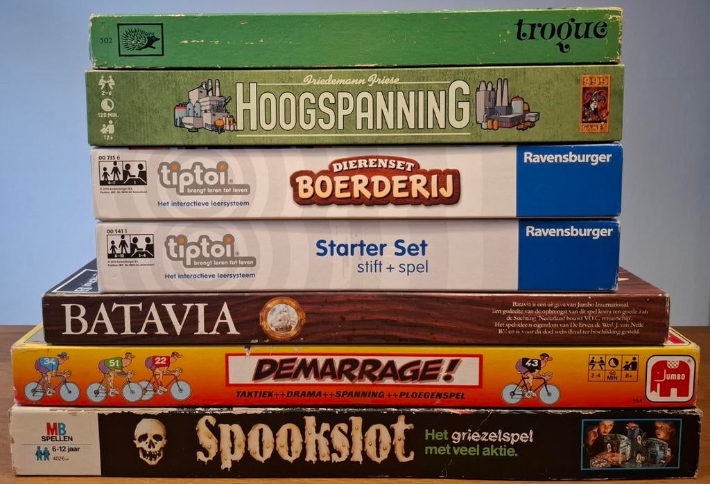 Pakket oa Hoogspanning, Tiptoi, Demarrage, Spookslot, Troque, Gebruikt, Ravensburger, Jumbo, MB, Ophalen of Verzenden, Vijf spelers of meer