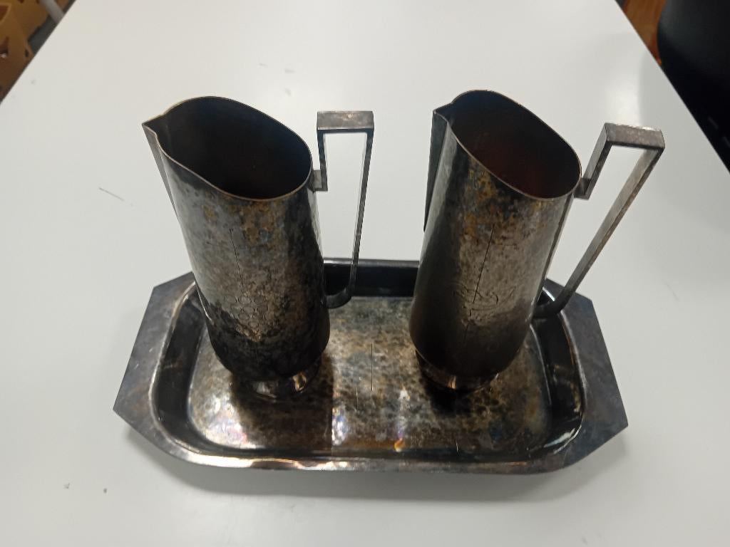 Verzilverde ( Roomse) Water en wijn set ( Art Deco stijl), Ophalen, Zilver