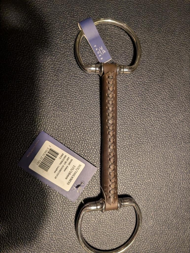 Te koop nieuw Fager leren bit 13.5, Dieren en Toebehoren, Paarden en Pony's | Hoofdstellen en Tuigage, Ophalen of Verzenden, Nieuw
