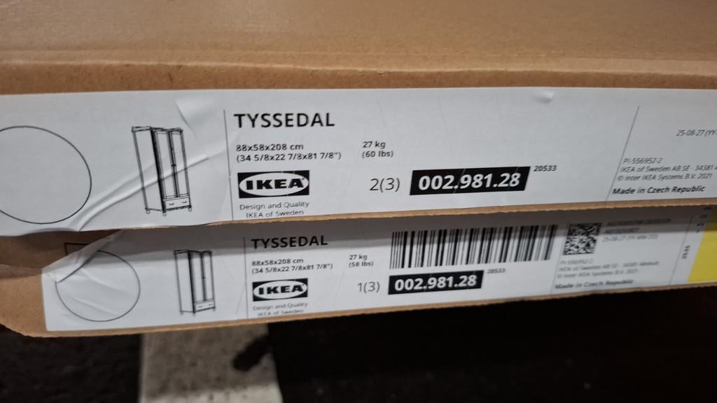 TYSSEDAL hang & leg kast met spiegel. IKEA., 200 cm of meer, Nieuw, 50 tot 100 cm, Landelijk