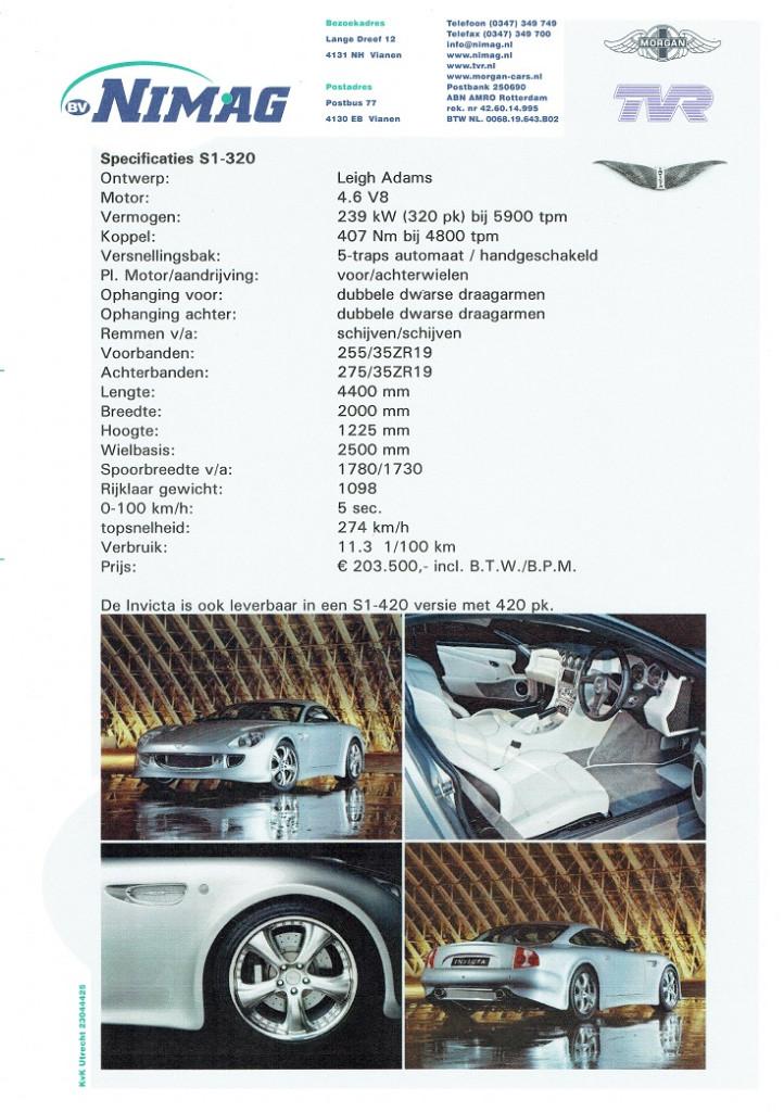 Folder Invicta S1-320 (ca.2005), Verzenden, Zo goed als nieuw, Overige merken