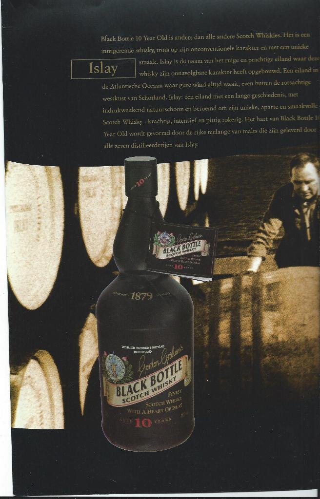 Black Bottle 10 years Islay FOLDER 2003, Verzamelen, Merken en Reclamevoorwerpen, Ophalen of Verzenden, Zo goed als nieuw, Gebruiksvoorwerp