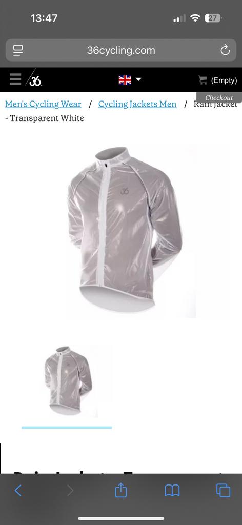36 Cycling Regenjas Transparant - XL, Overige maten, Wit, Nieuw, Ophalen of Verzenden