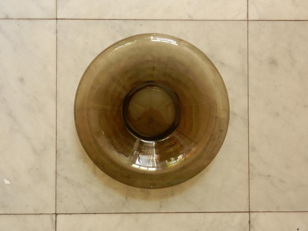 Copier, Leerdam bruine schaal servies Pijnappel diam 30,3 cm, Ophalen of Verzenden