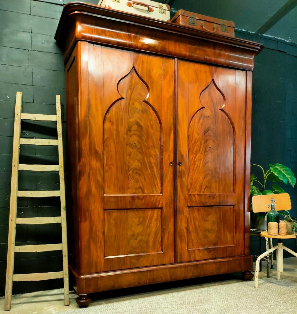 XXL Antieke/klassieke kloosterkast, Mahonie kast, demontabel, Antiek en Kunst, Antiek | Meubels | Kasten, Ophalen of Verzenden