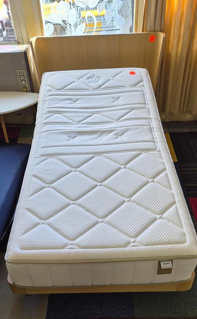 Auping Bed 90x200cm met Hoofdbord en Tafel, Ophalen, Eenpersoons, ., Wit