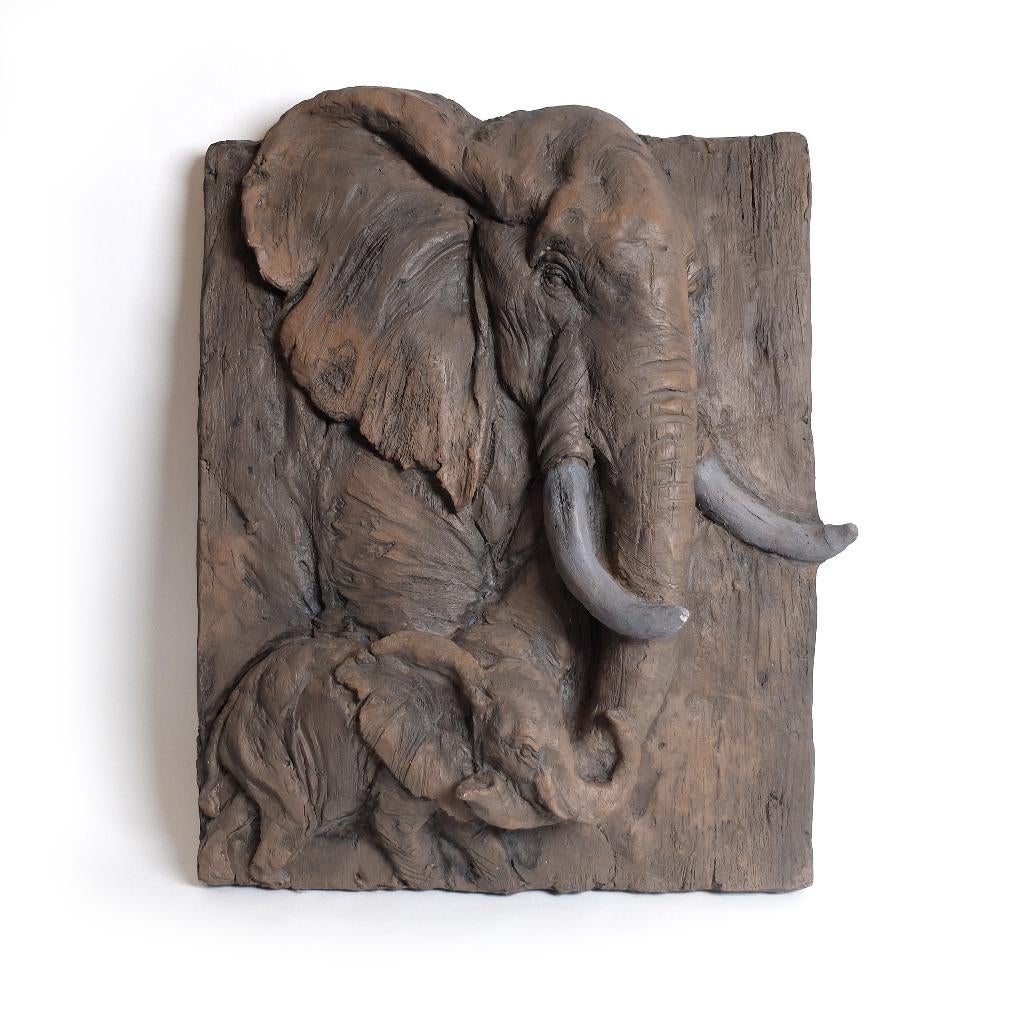 Olifanten Plaquette Bruin - Wanddecoratie, Ophalen, Gebruikt