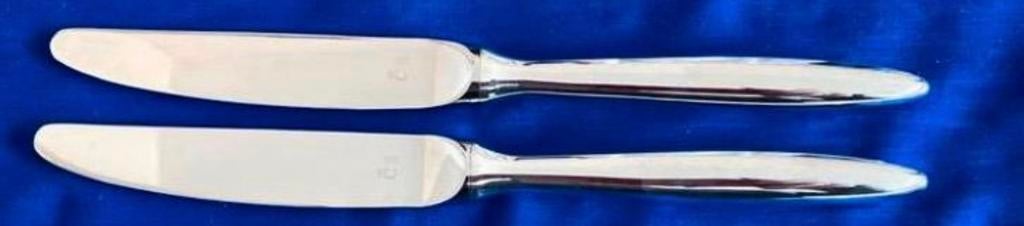 Christofle verzilverd model Orleans: - 2 mooie dessertmesen, Ophalen, Gebruikt, Overige materialen, Los bestek
